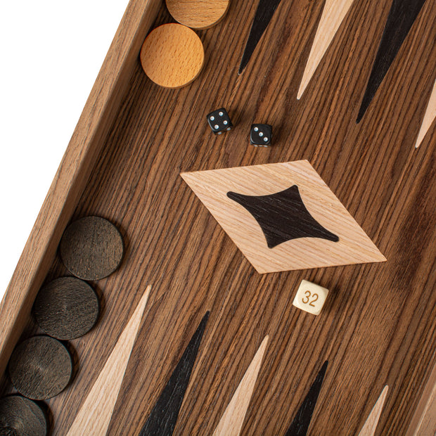 Handgemaakte backgammon-set van Amerikaans notenhout - elegant inlegwerkontwerp