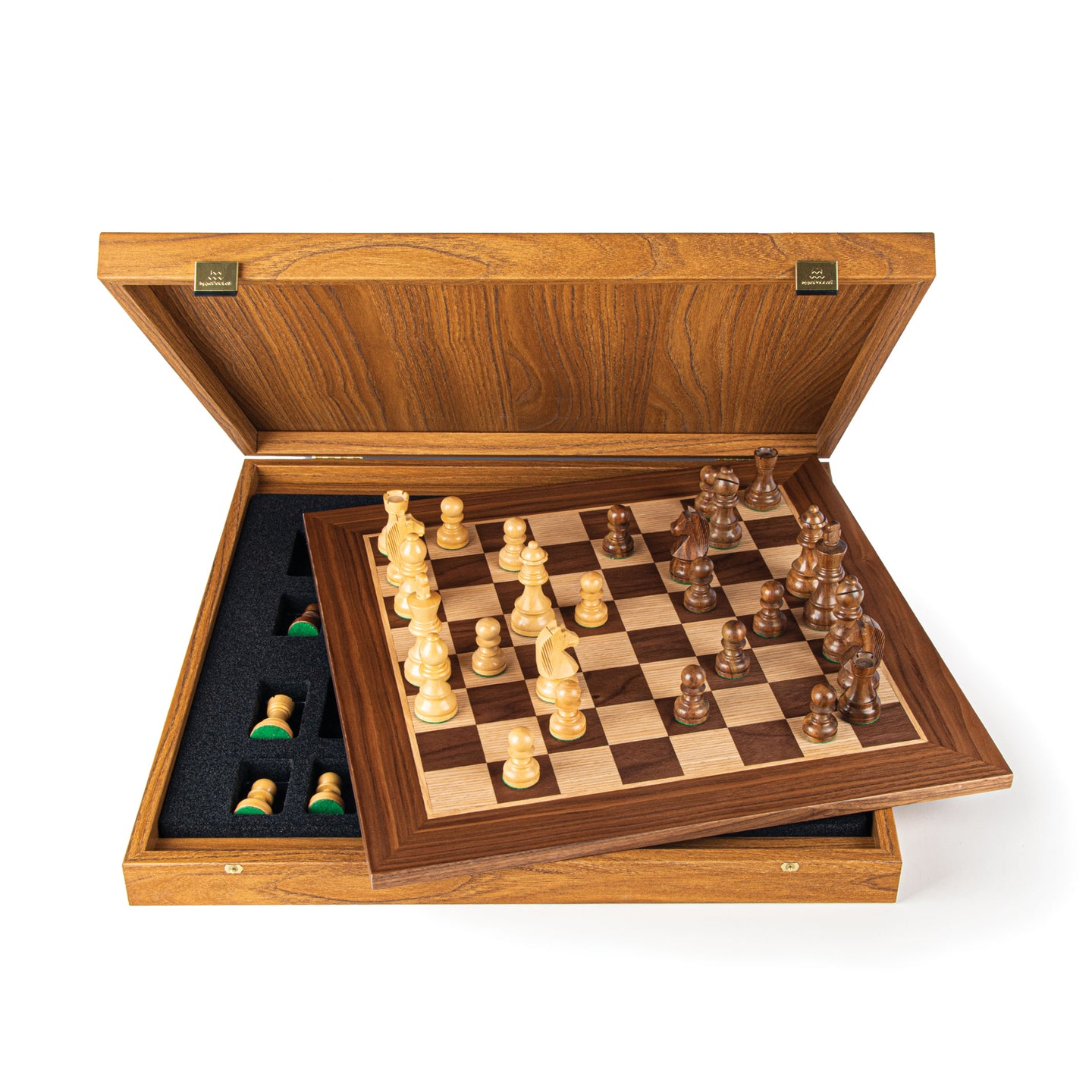 WALNUT Chess set 40x40cm (Medium) with Staunton Chessmen 7,7cm Koning
