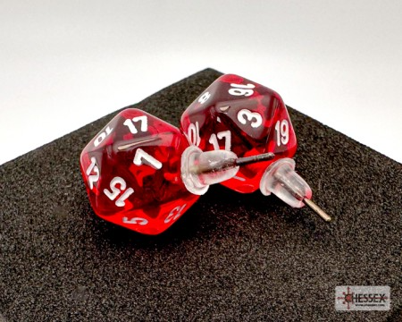 Stud Earrings Translucent Red Mini-Poly D20