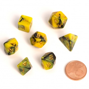 Fairy Dice RPG Set - BiColor Yellow Black (7 Dice)