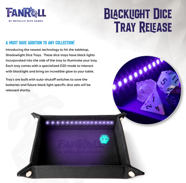 Blacklight Dice Tray met D20