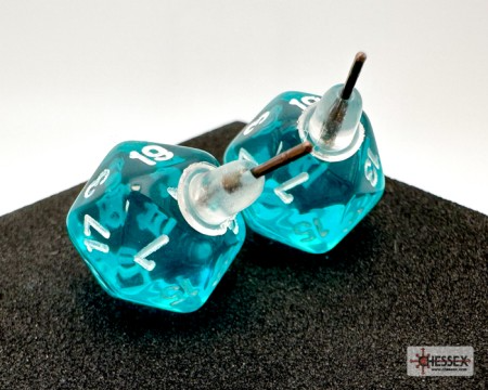 Stud Earrings Translucent Teal Mini-Poly D20