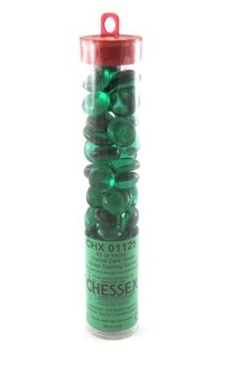 Glass Gaming Stones - Crystal Dark Green (40+)