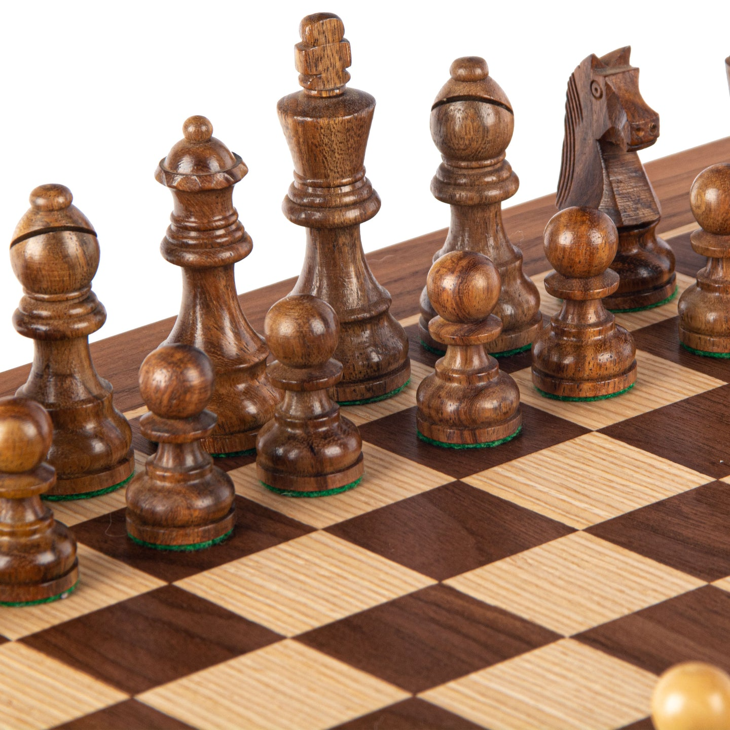 WALNUT Chess set 40x40cm (Medium) with Staunton Chessmen 7,7cm Koning