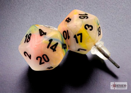 Stud Earrings Festive Circus Mini-Poly D20 Stud Earrings Festive Circus Mini-Poly D20