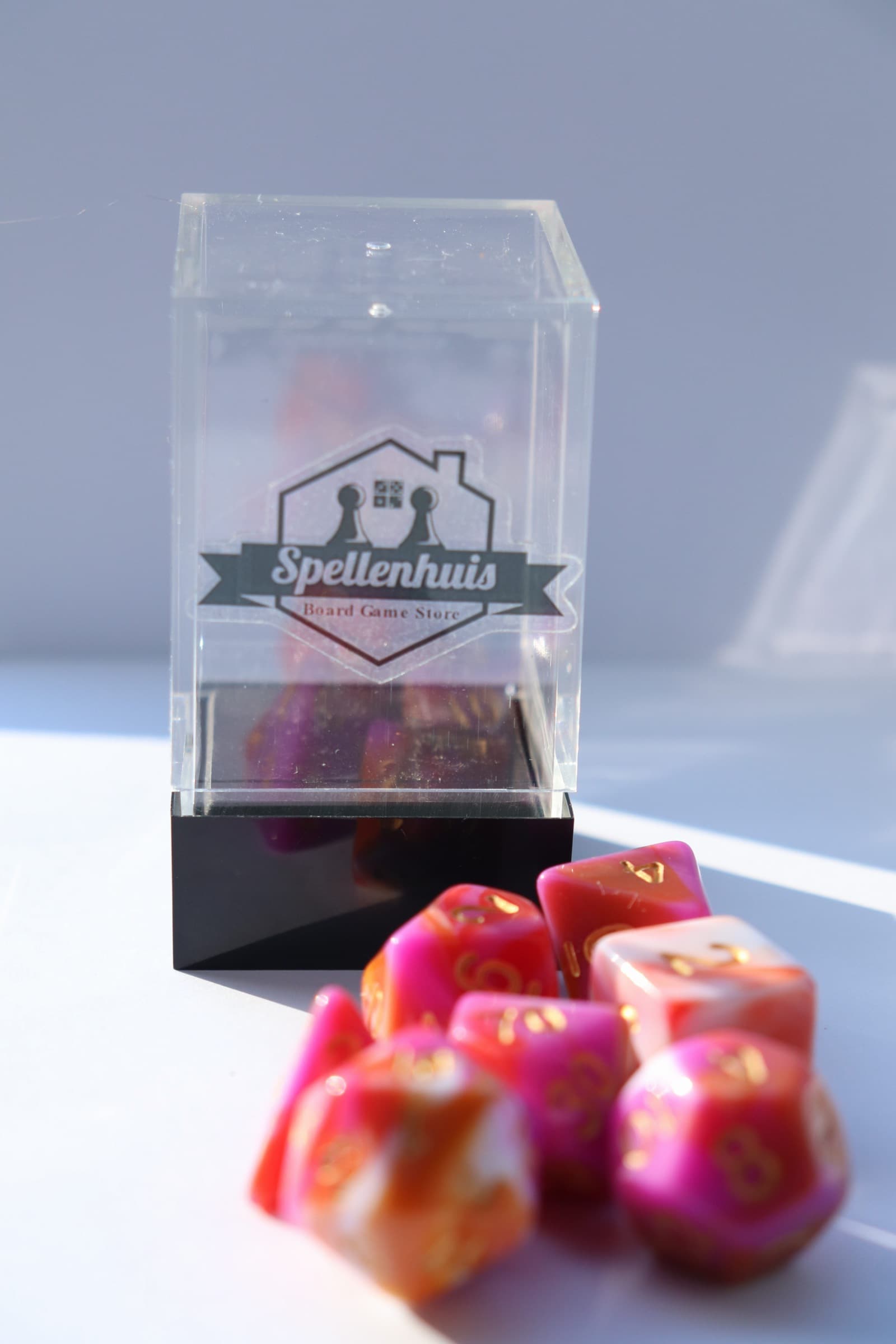RPG Dice set (7) Blended in roze/wit/oranje