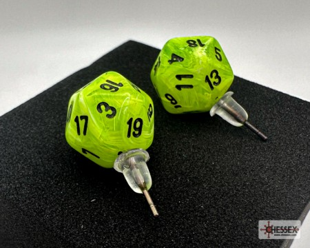 Stud Earrings Vortex Bright Green Mini-Poly D20