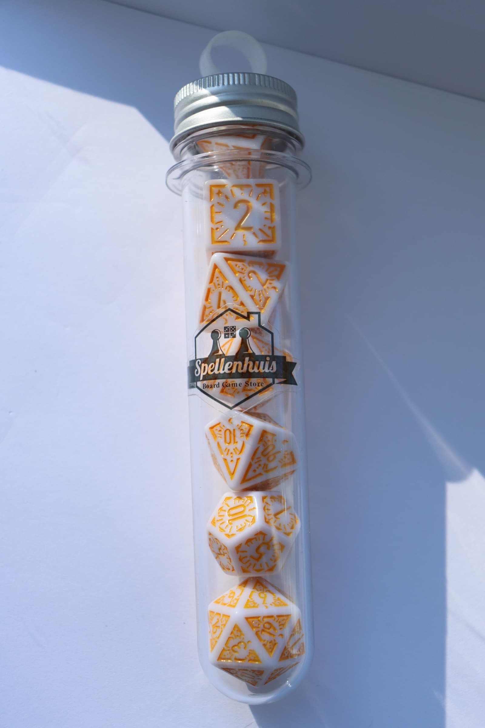 RPG Dice set Koker - Geel Wit