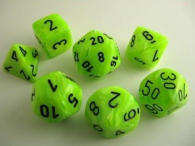 Vortex Bright Green/black polydice set