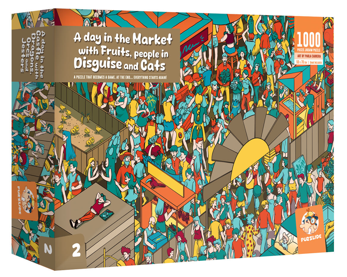 A Day in the Market with Fruits People in Disguise and Cats Puzzle