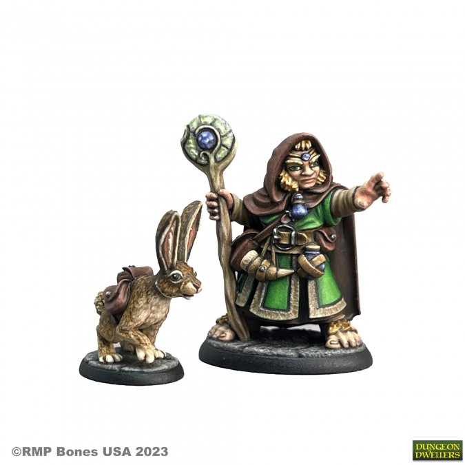 Hollis Grayheath and Verbena - Halfling Druid and Hare Animal Companion