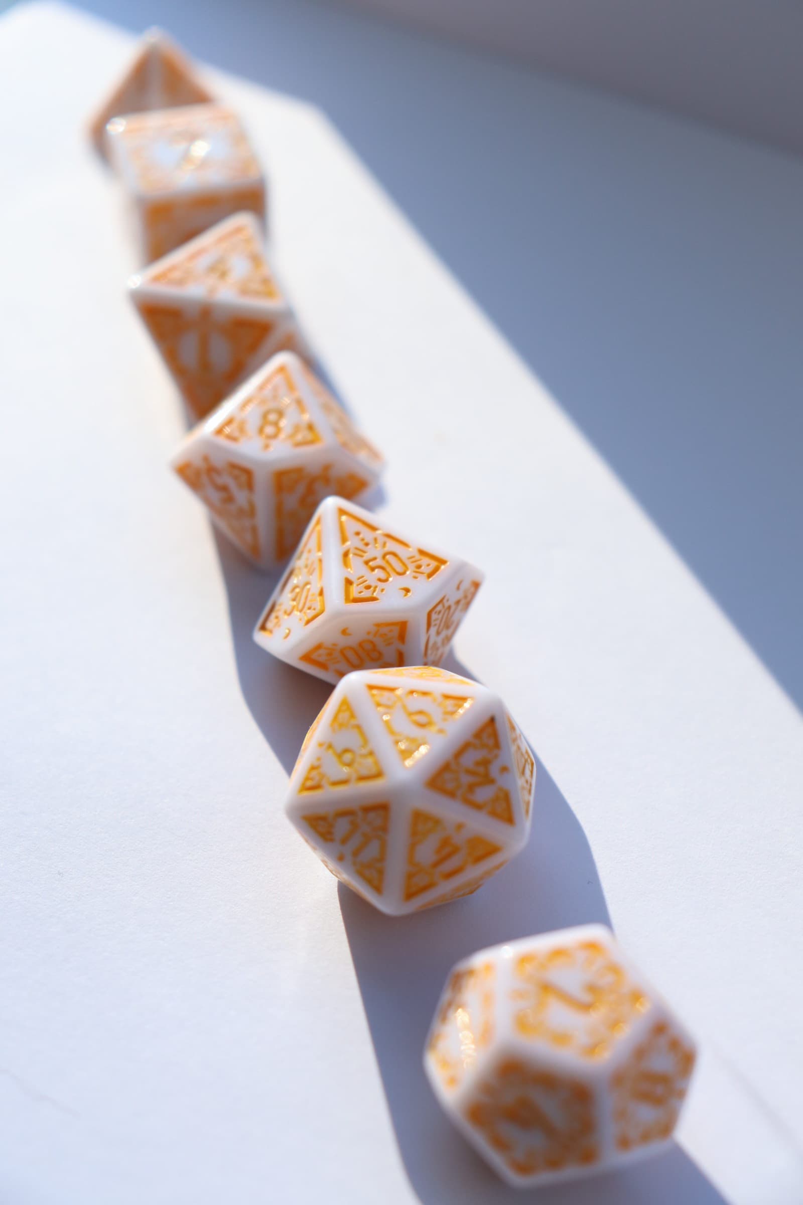 RPG Dice set Koker - Geel Wit