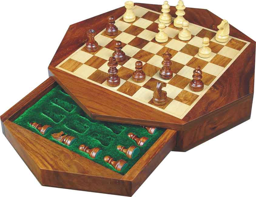 Reis Schaak Kassette Octagon Mini Veld 10 mm, Koningshoogte 15 mm Magnetisch