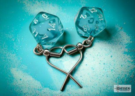 Hook Earrings Translucent Teal Mini-Poly D20