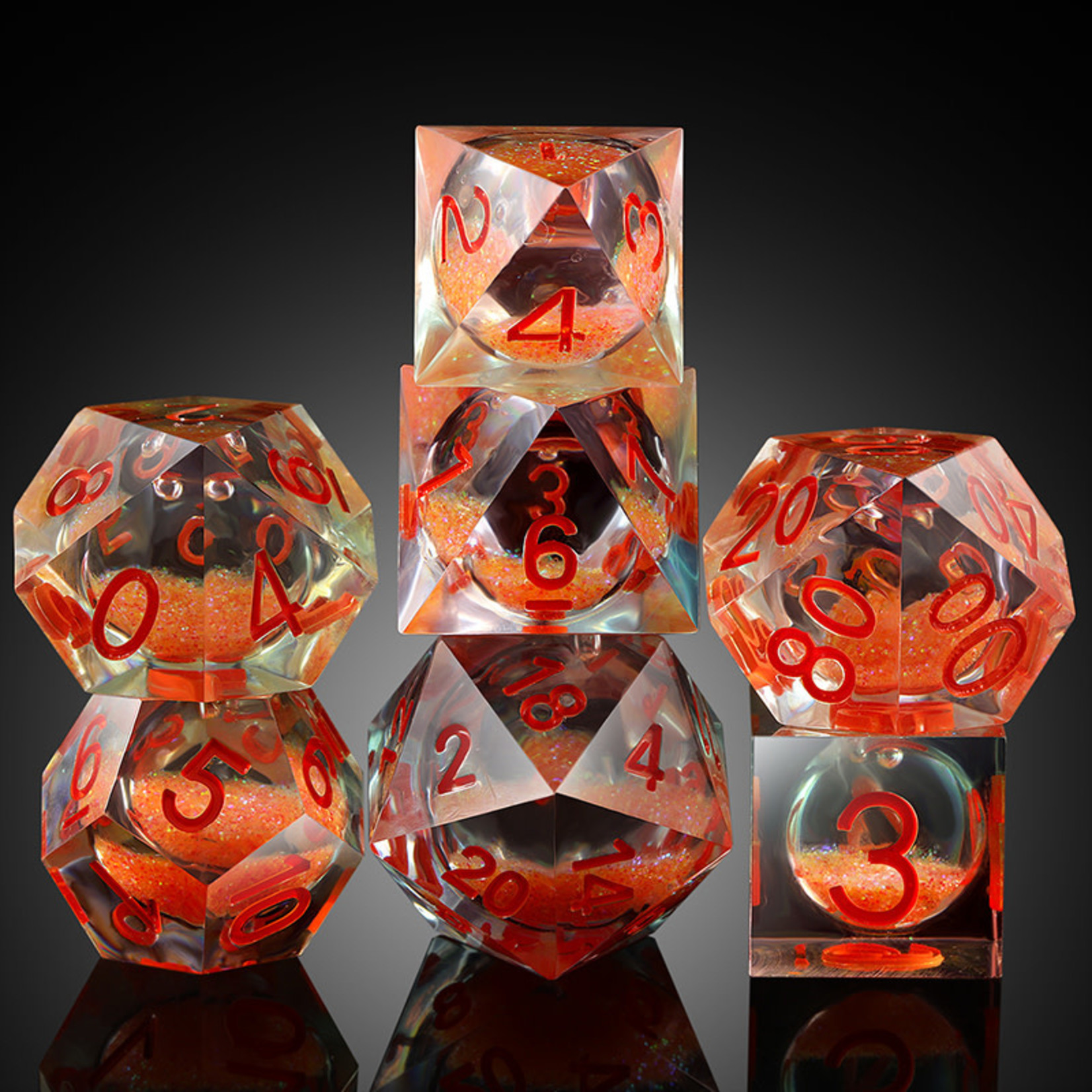 Liquid Core Dice Set - Pink Gold Dust