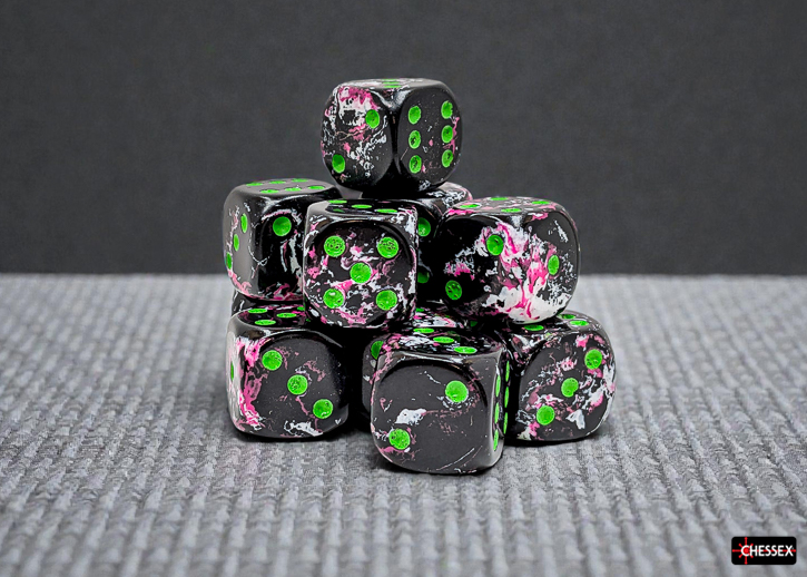 Brush Paintball/green D6 16mm Dobbelsteen Set (12 stuks)