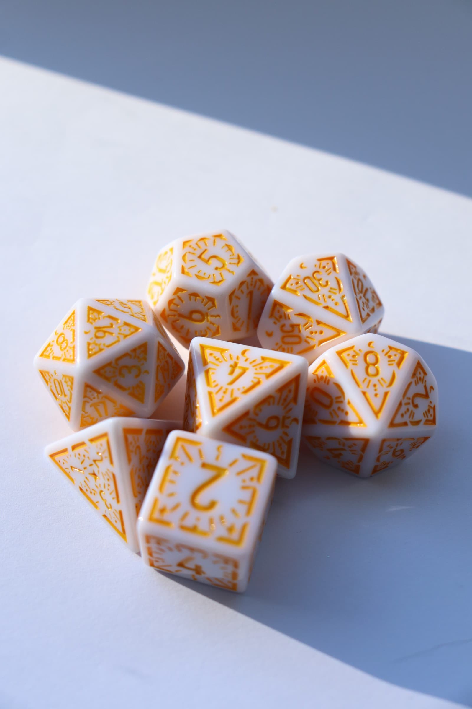 RPG Dice set Koker - Geel Wit