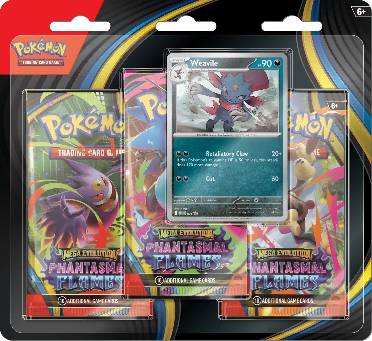 Pokemon: Mega Evolution Phantasmal Flames - 3-Blisterpack: Weavile