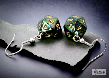 Hook Earrings Scarab Jade Mini-Poly D20