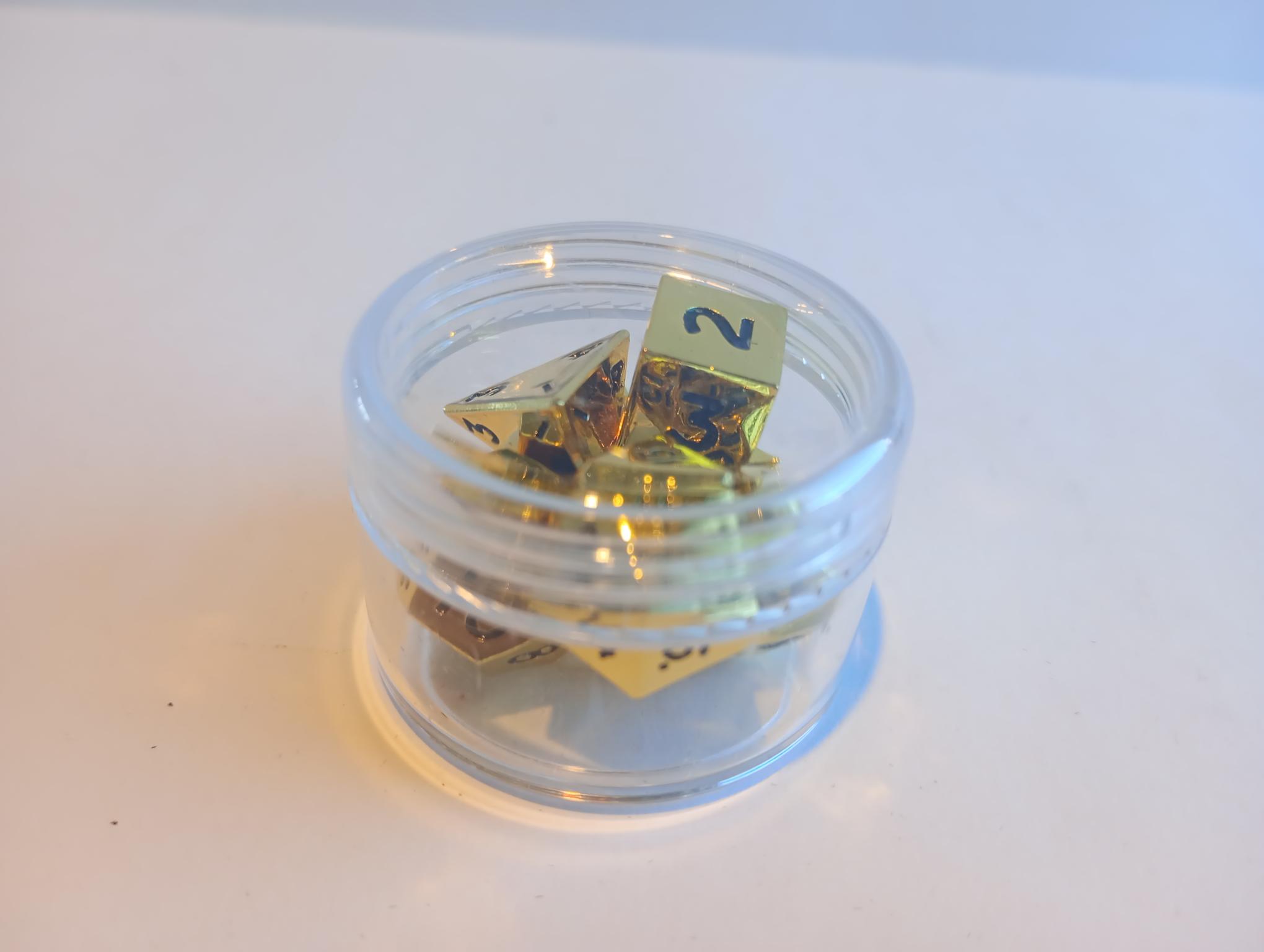 RPG Dice set (7) Mini Metal Gold