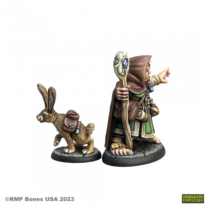 Hollis Grayheath and Verbena - Halfling Druid and Hare Animal Companion