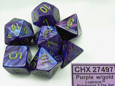 Lustrous Purple/gold Polydice Dobbelsteen Set (7 stuks)