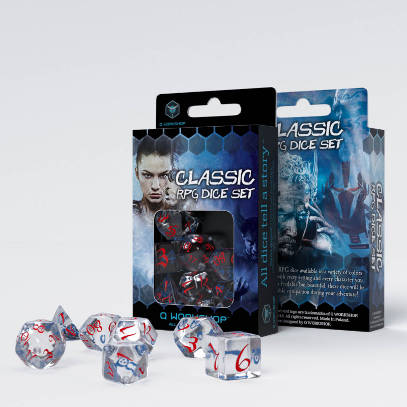 Classic RPG Translucent & blue-red Dice Set (7)