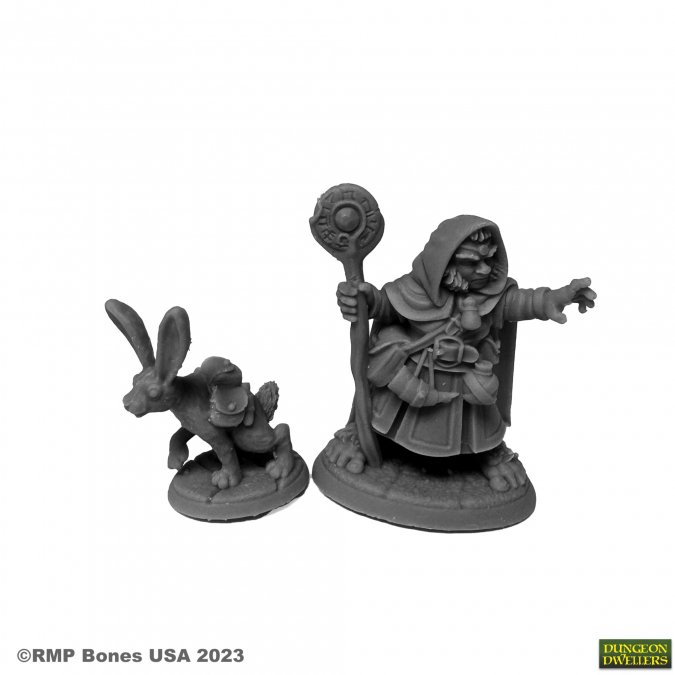 Hollis Grayheath and Verbena - Halfling Druid and Hare Animal Companion