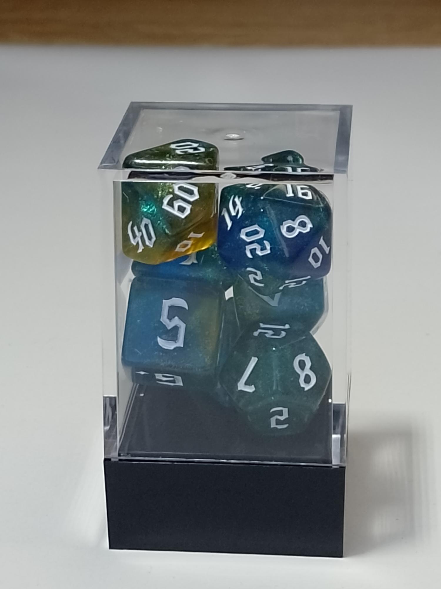 RPG Dice set (7) double color blauw goud