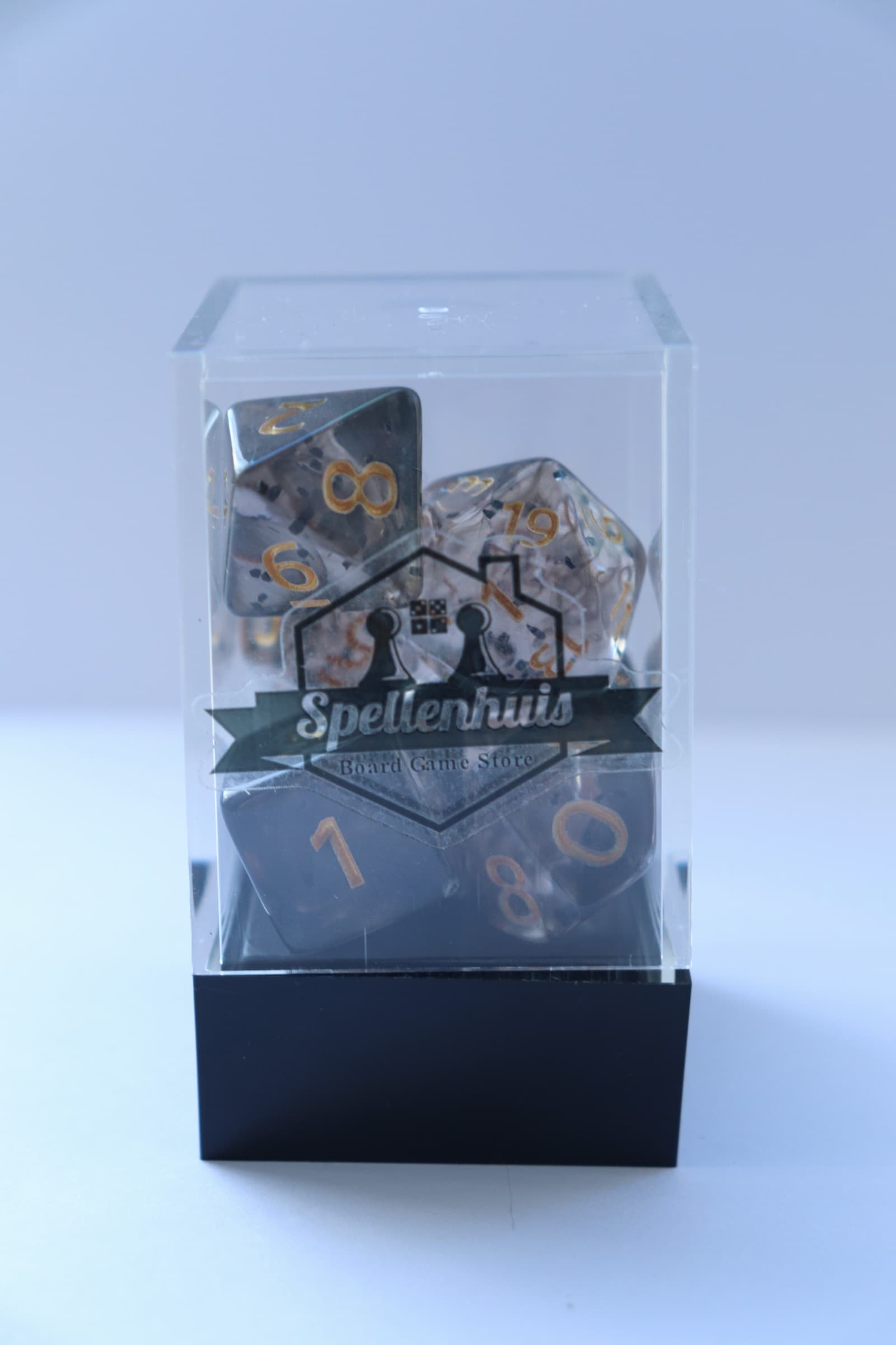 RPG Dice set (7) Translucent Glitter Black