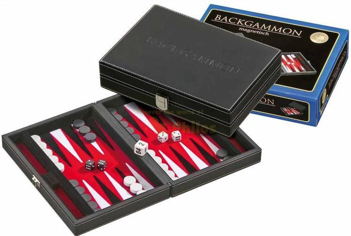 Backgammon Koffer Tinos Magnetisch (Rood)