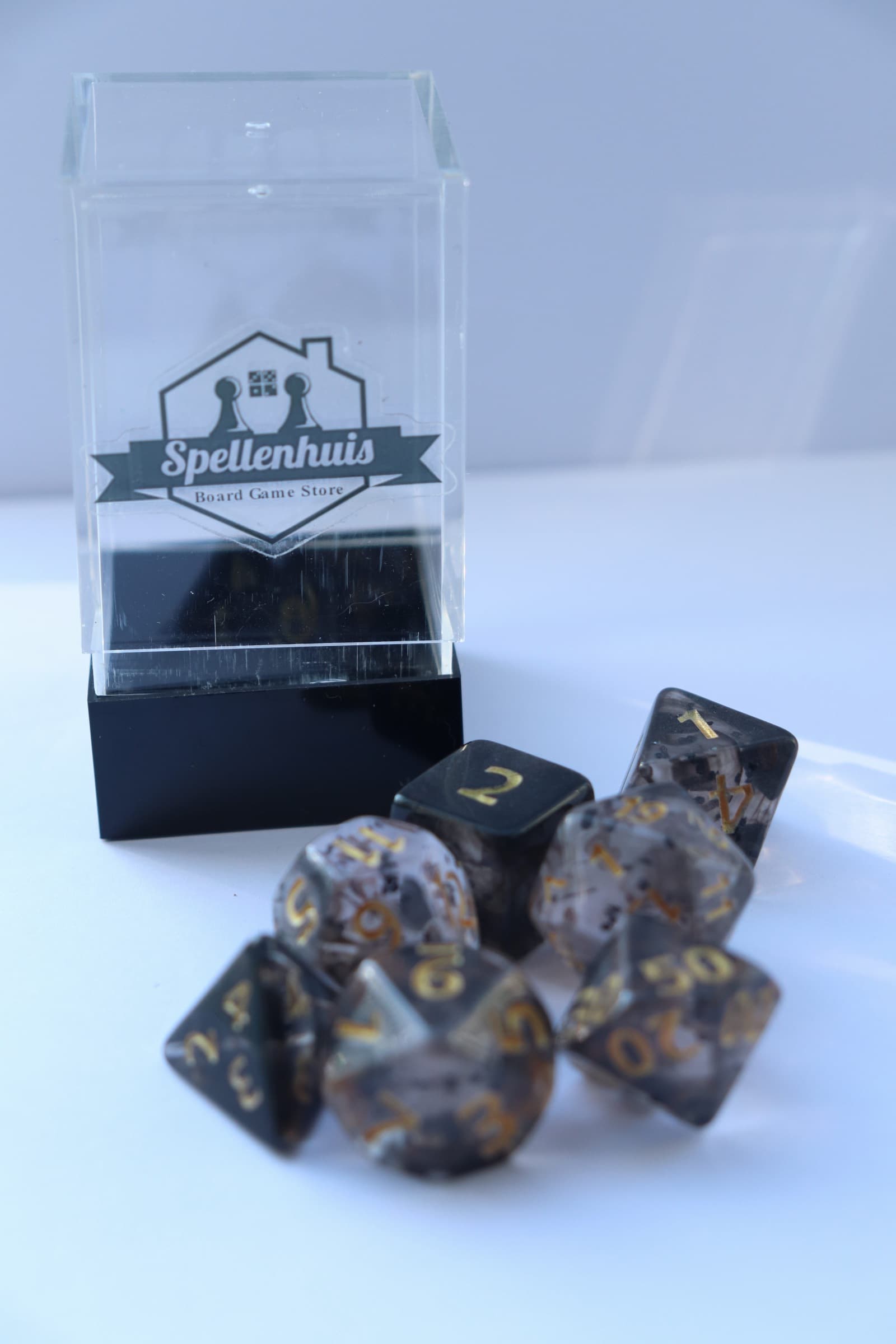RPG Dice set (7) Translucent Glitter Black