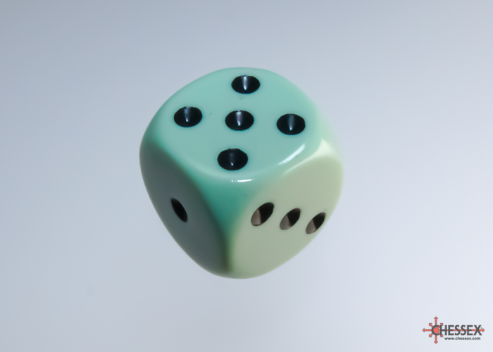 Opaque Pastel Green/black D6 16mm Dobbelsteen Set (12 stuks)