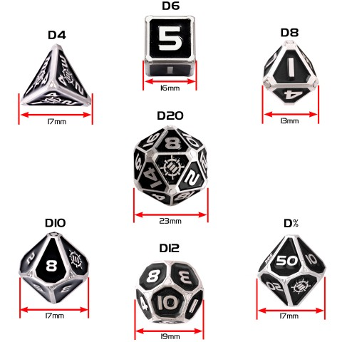 7pc Metal RPG Dice (Collector's Edition Black)