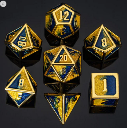 Draconis Gold w/Yellow & Black Enamel Dice Set (7)